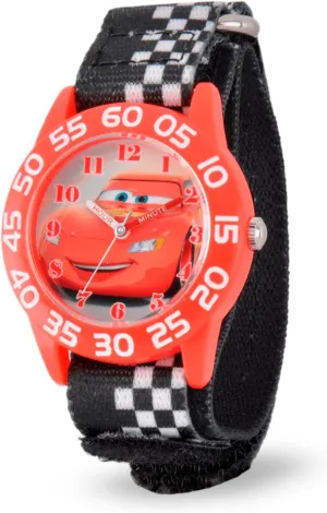 Disney Cars Kids' Plastic Time Teacher Analog Quartz Nylon Strap Watch