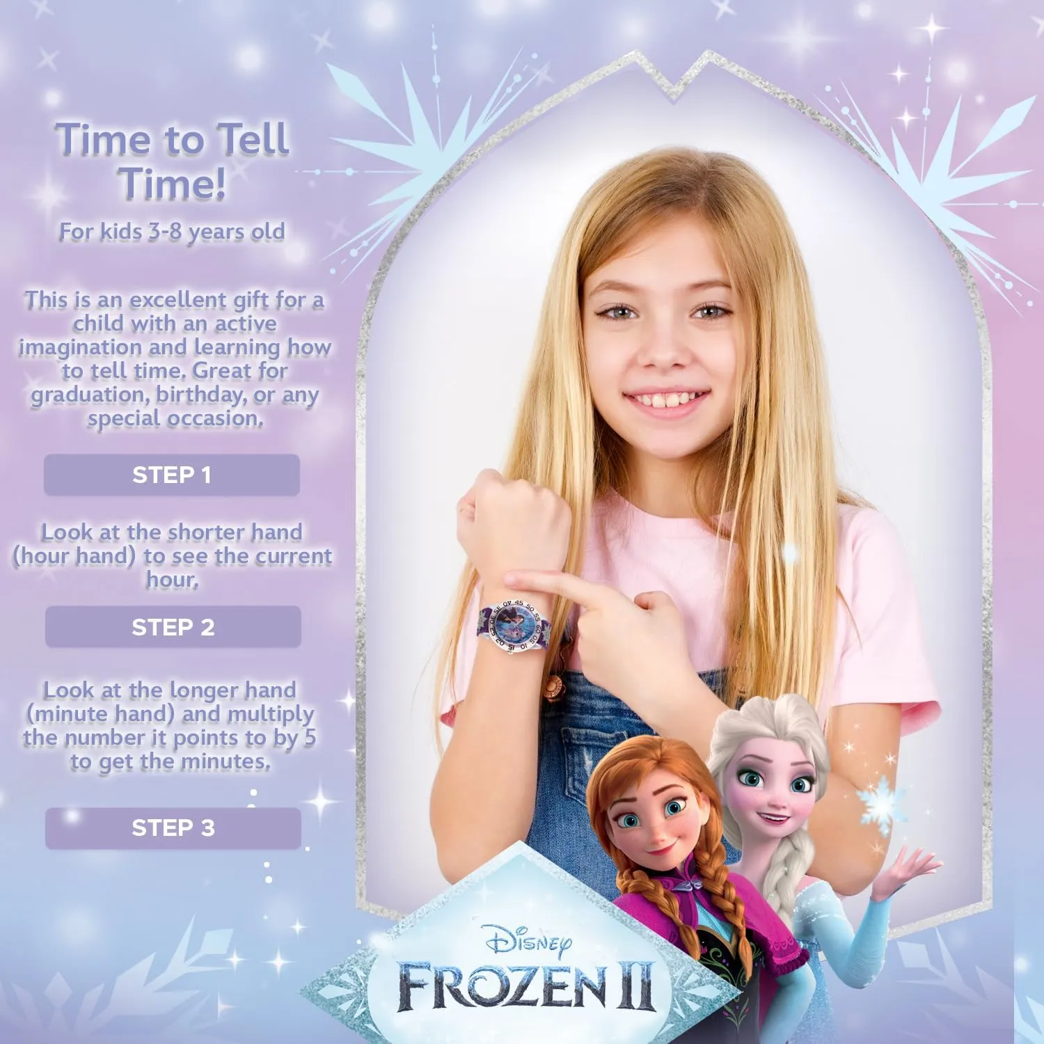Disney Frozen Kids' Plastic Time Teacher Analog Quartz 3D Strap Watch