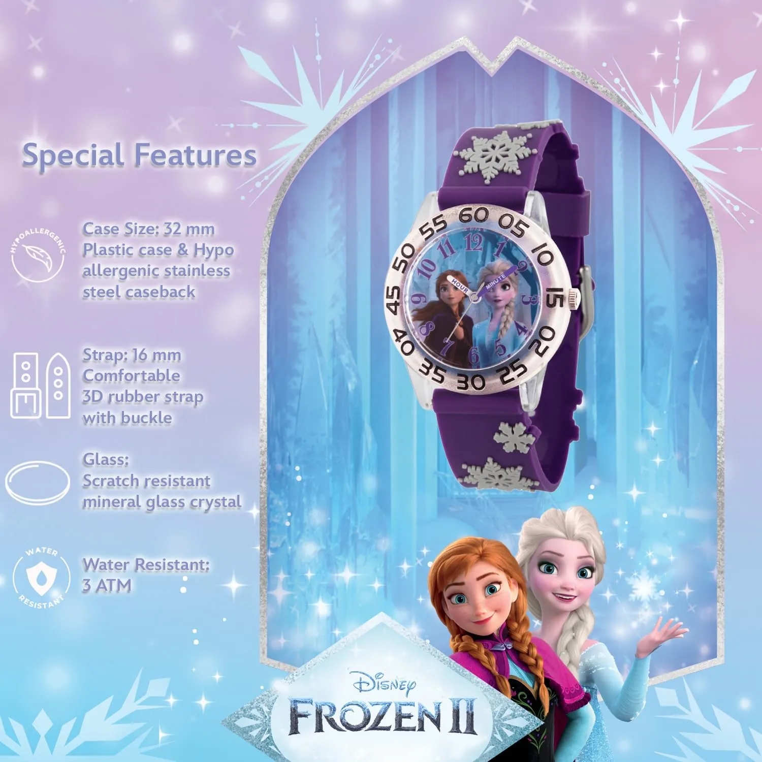 Disney Frozen Kids' Plastic Time Teacher Analog Quartz 3D Strap Watch