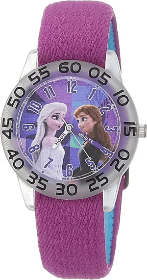 Disney Frozen Kids' Plastic Time Teacher Analog Quartz Nylon Strap Watch