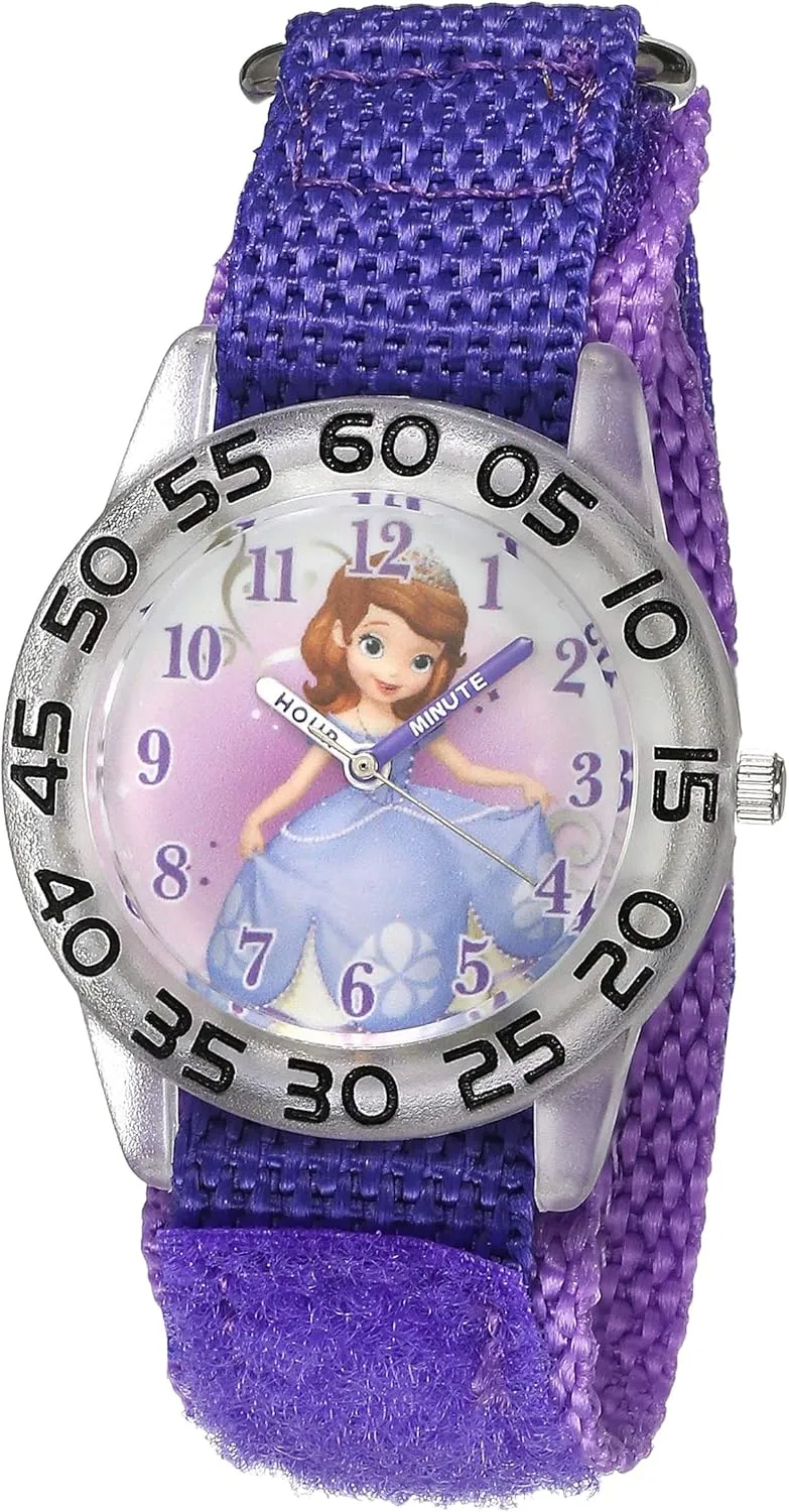 Disney Jr. Kids' Plastic Time Teacher Analog Quartz Nylon Strap Watch