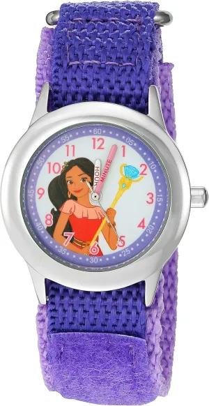 Disney Jr. Kids' Stainless Steel Time Teacher Analog Quartz Nylon Strap Watch