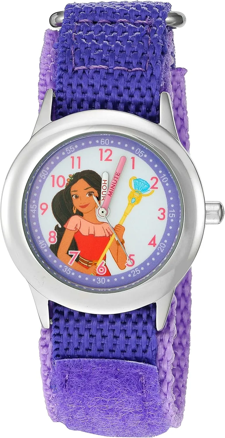 Disney Jr. Kids' Stainless Steel Time Teacher Analog Quartz Nylon Strap Watch