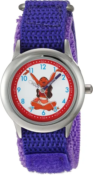 Disney Moana Kids' Stainless Steel Time Teacher Analog Quartz Nylon Strap Watch
