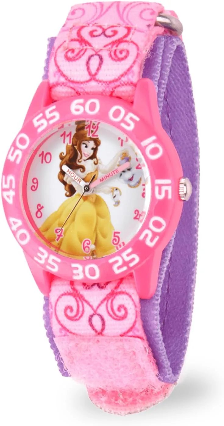 Disney Princess Kids' Plastic Time Teacher Analog Quartz Nylon Strap Watch