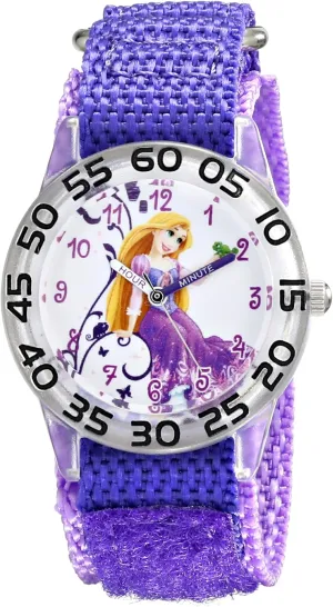 Disney Princess Kids' Plastic Time Teacher Analog Quartz Nylon Strap Watch