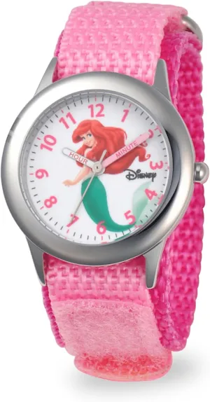 Disney Princess Kids' Stainless Steel Time Teacher Analog Quartz Nylon Strap Watch
