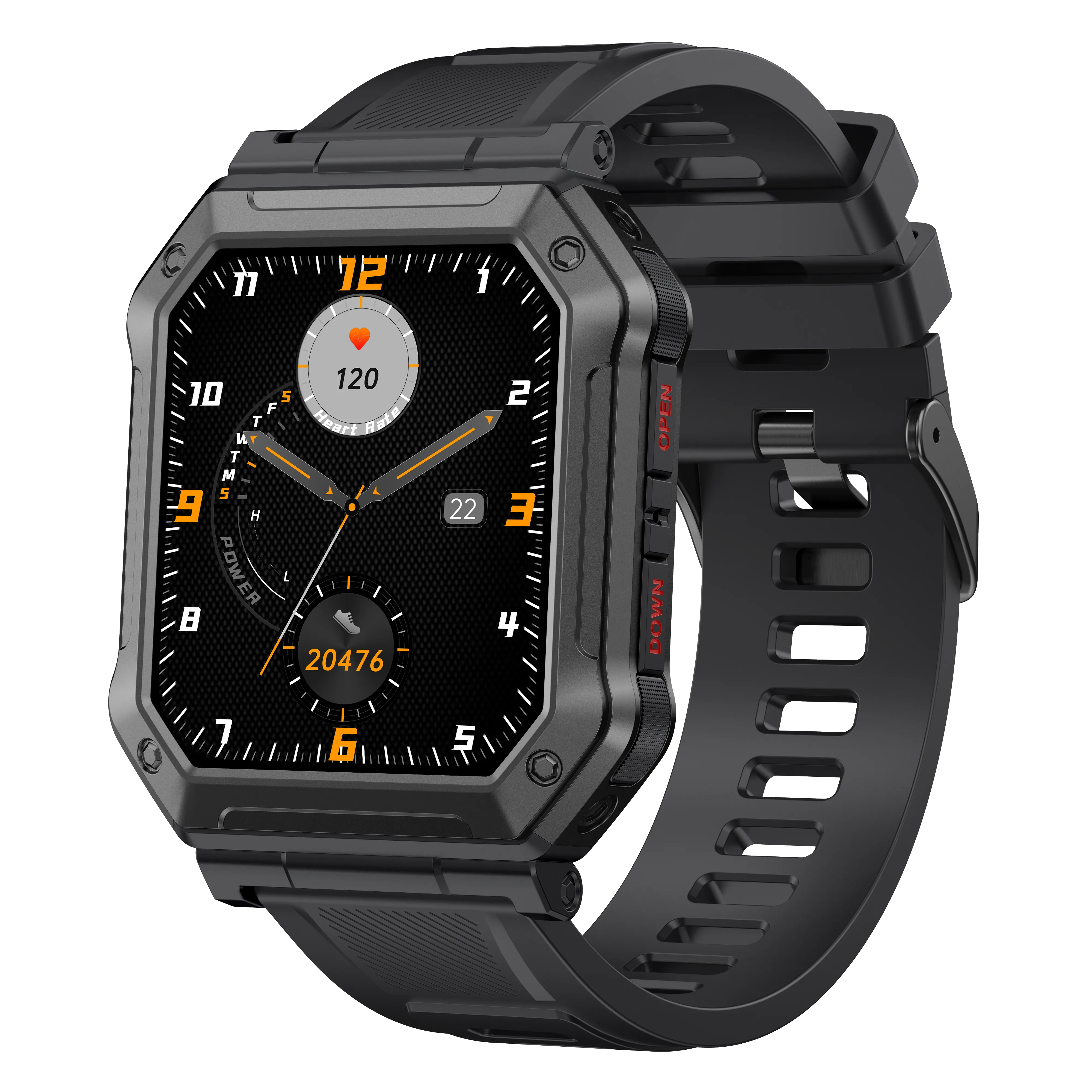 EIGIIS 1.9-inch Military H31 Smart Watch with Text and Call(Answer/Dial), Rugged Smart Watch with Heart Rate and Blood Oxygen Monitor, Outdoor Tactical Bluetooth Smart Watches for Men Compatible with Android iPhone