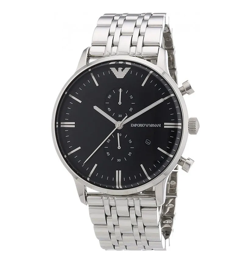 Emporio Armani Men’s Quartz Stainless Steel Black Dial 43mm Watch AR0389