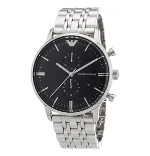 Emporio Armani Men’s Quartz Stainless Steel Black Dial 43mm Watch AR0389