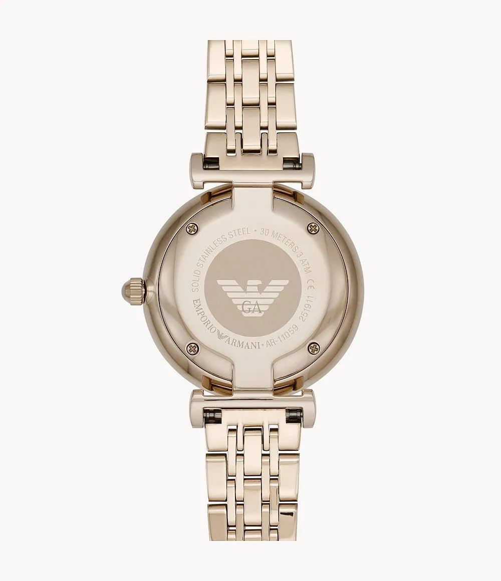 Emporio Armani Women’s Analog Stainless Steel Rose Gold Dial 32mm Watch AR11059