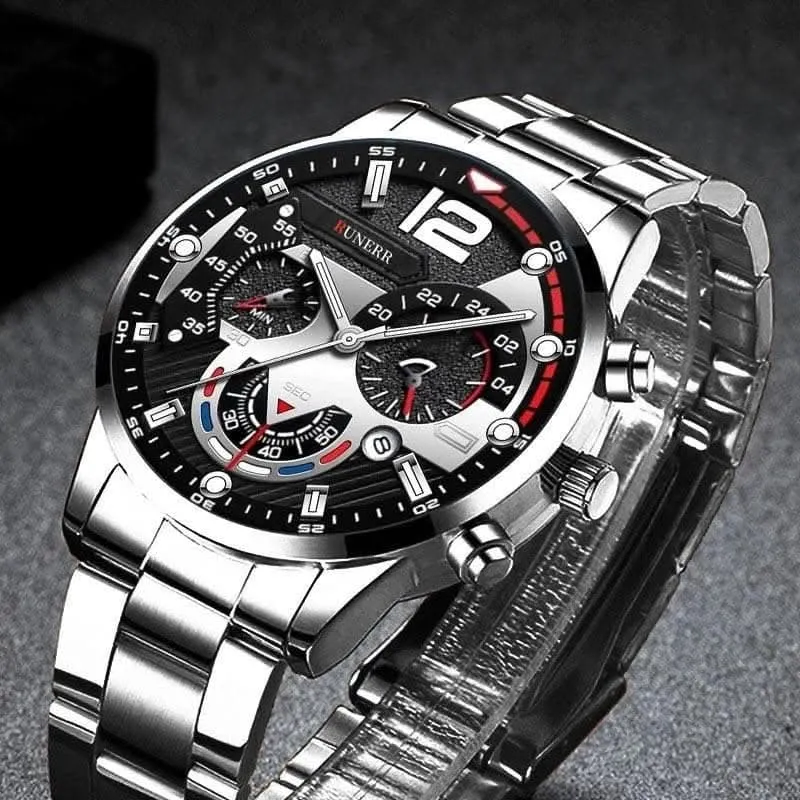 Fashion Men's Stainless Steel Calendar Watch