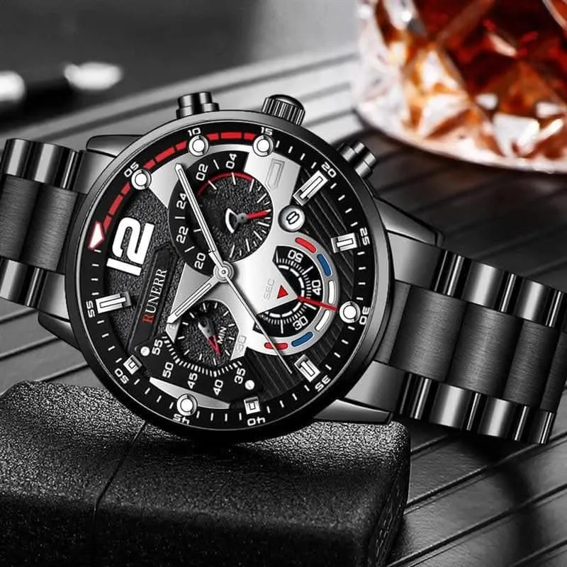 Fashion Men's Stainless Steel Calendar Watch