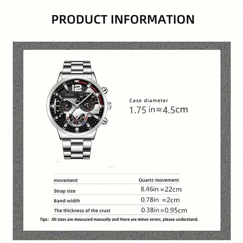 Fashion Men's Stainless Steel Calendar Watch