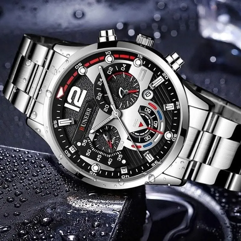 Fashion Men's Stainless Steel Calendar Watch