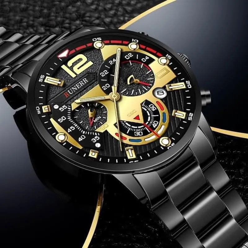 Fashion Men's Stainless Steel Calendar Watch