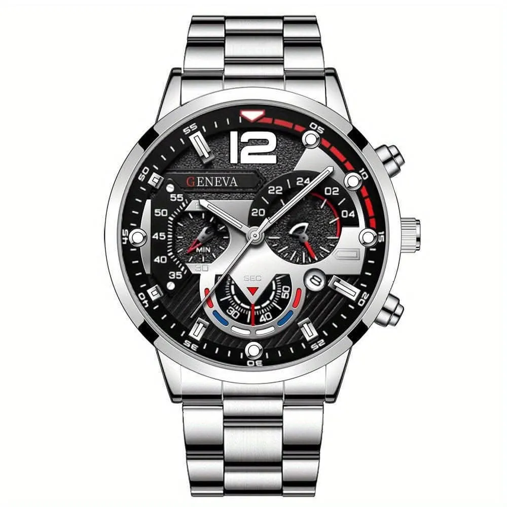 Fashion Men's Stainless Steel Calendar Watch