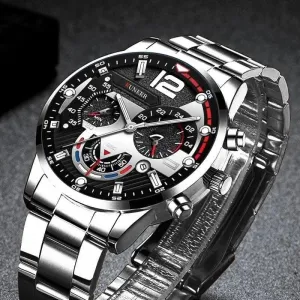Fashion Men's Stainless Steel Calendar Watch