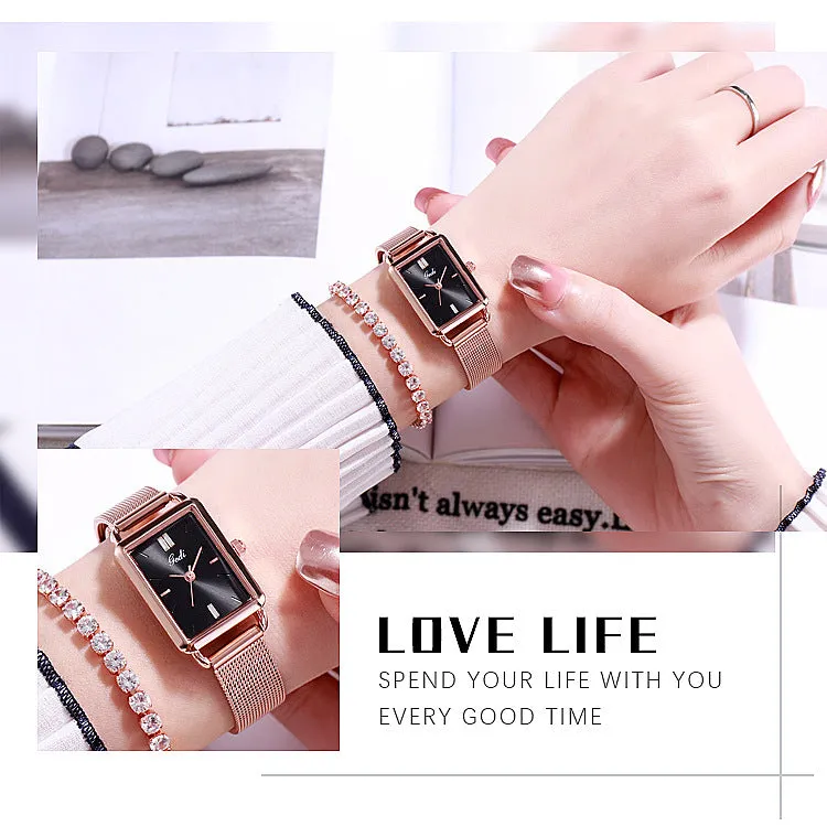 Fashion square simple waterproof women's watches 
