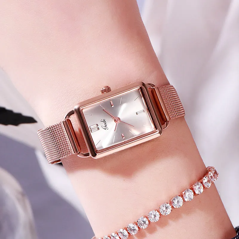 Fashion square simple waterproof women's watches 