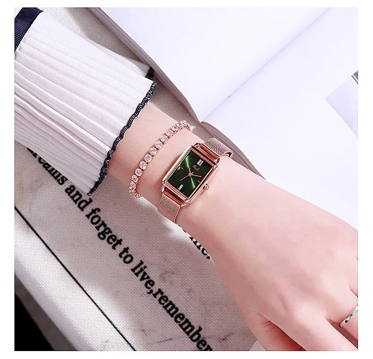 Fashion square simple waterproof women's watches 