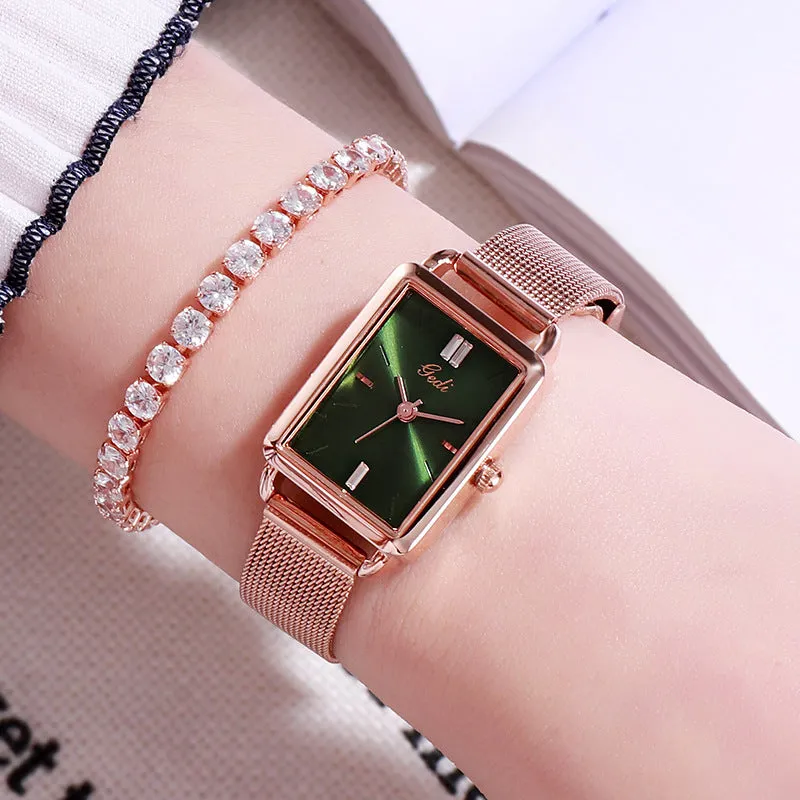 Fashion square simple waterproof women's watches 