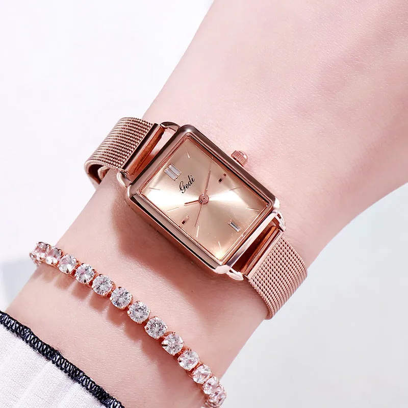 Fashion square simple waterproof women's watches 