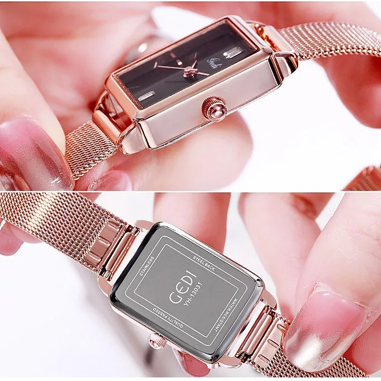 Fashion square simple waterproof women's watches 