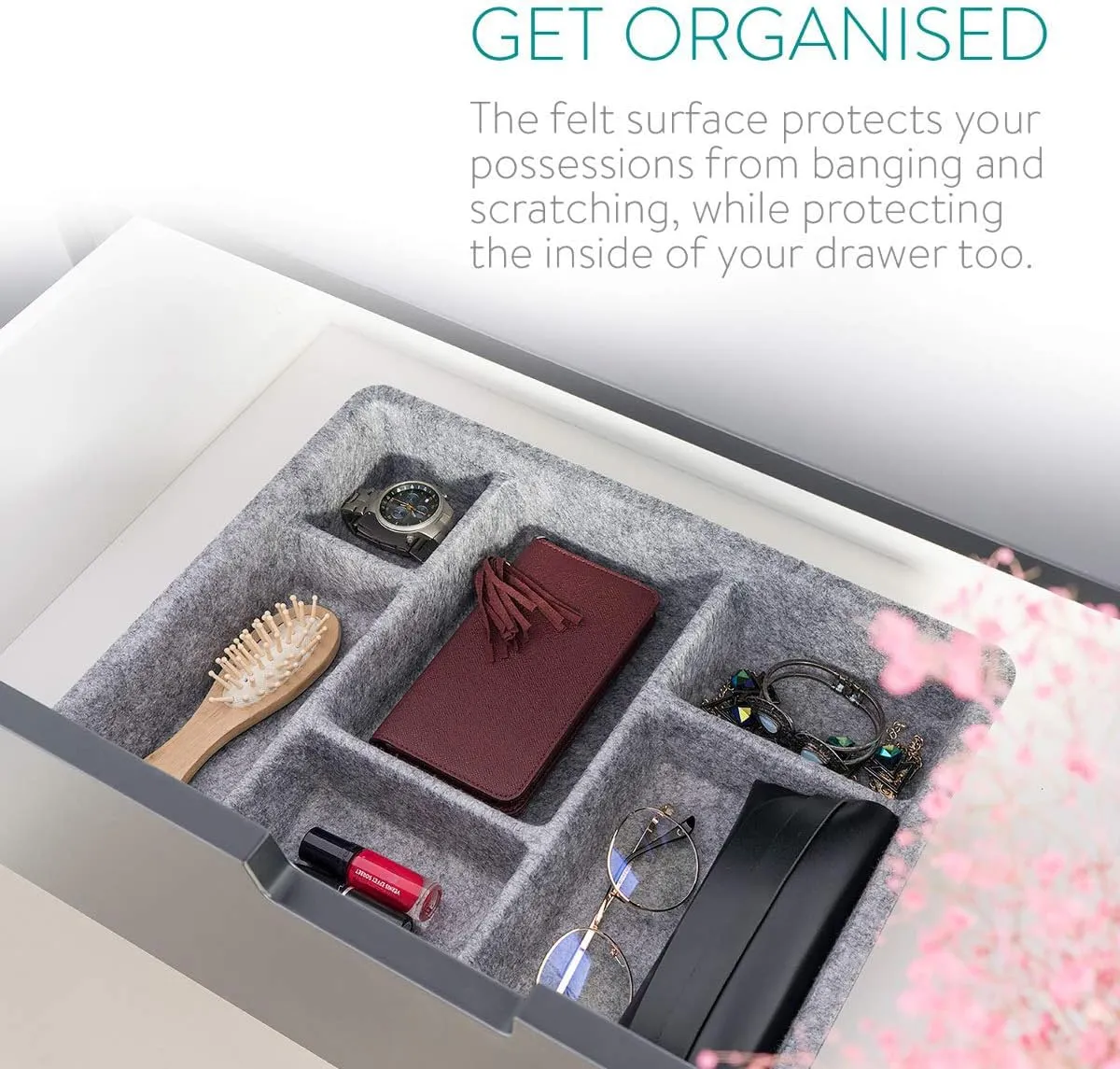 Felt Drawer Organizer Tray 6 Compartment