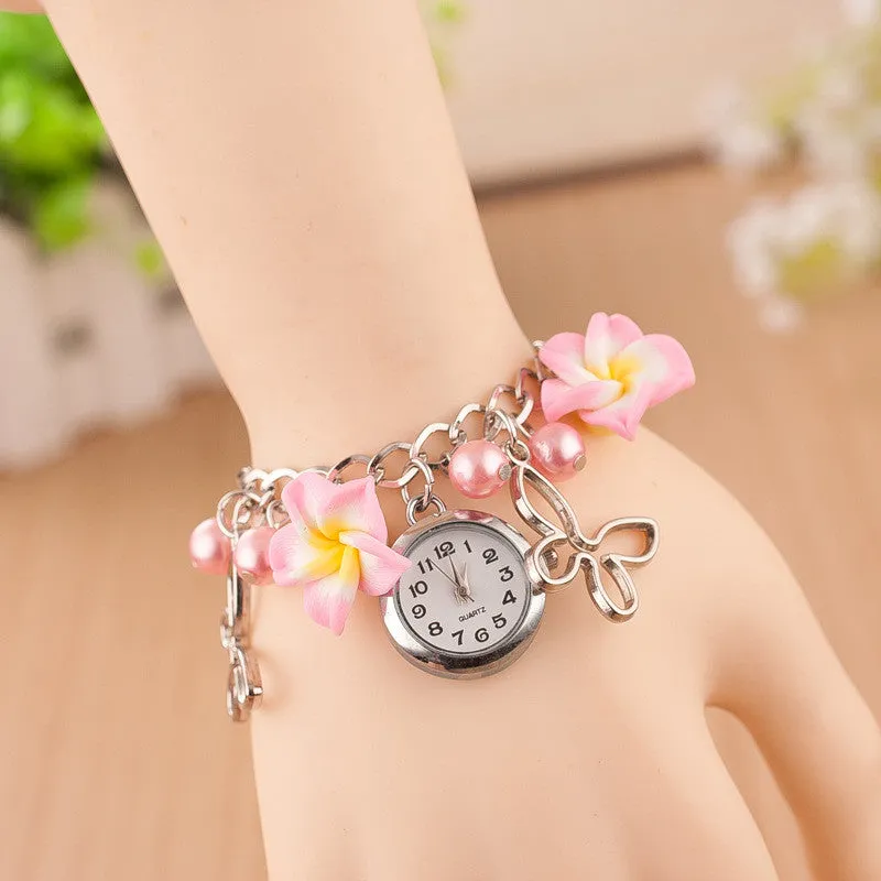 Flower Pearl Butterfly Watch