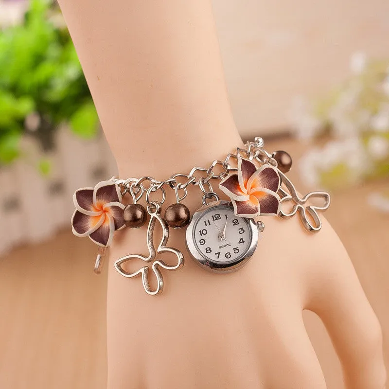 Flower Pearl Butterfly Watch