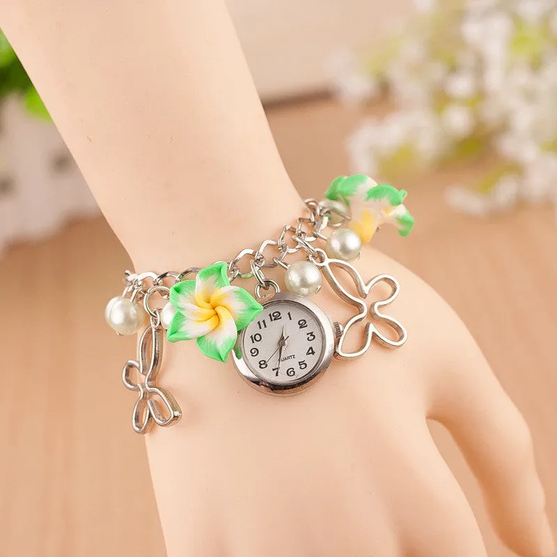 Flower Pearl Butterfly Watch