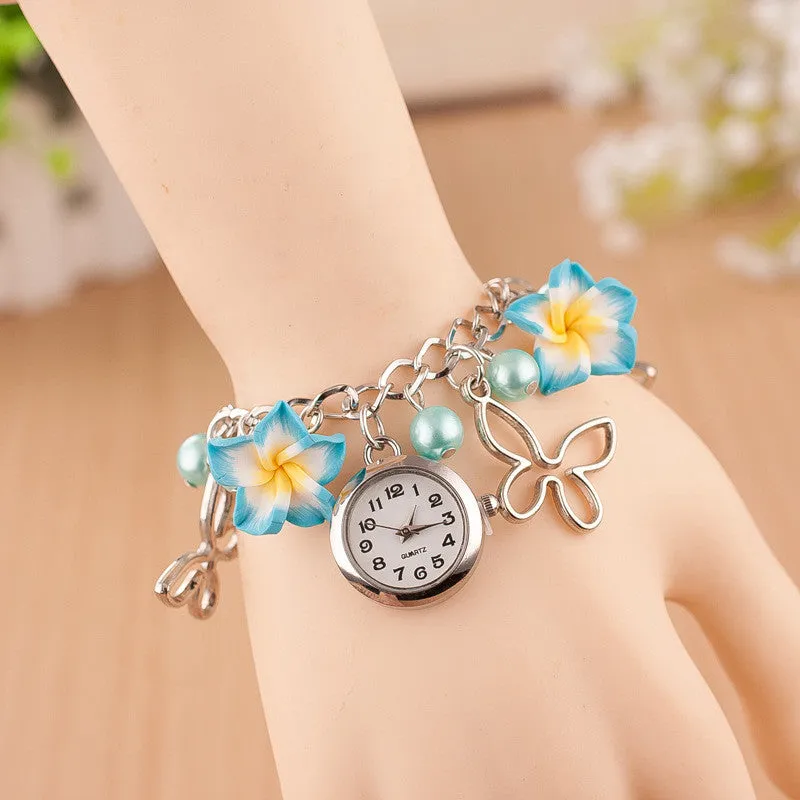 Flower Pearl Butterfly Watch