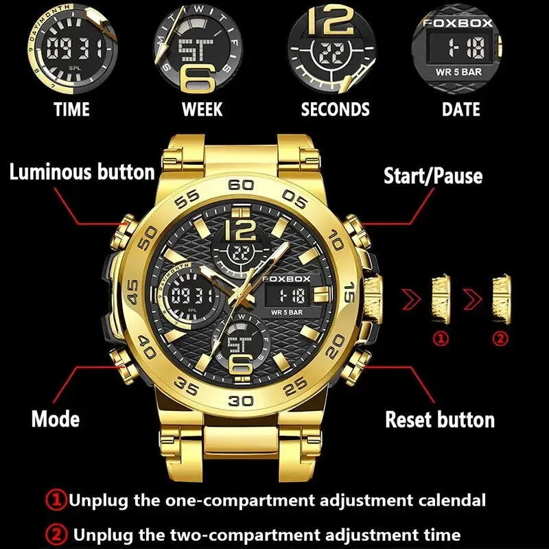 Foxbox Business Mens Diver Watch Luxury Sport Chronograph