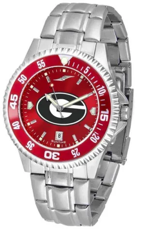 Georgia Bulldogs Mens Competitor AnoChrome Steel Band Watch w/ Colored Bezel