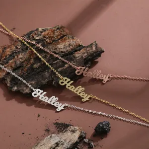 Gold Plated Silver Personalized Name Letter Necklace