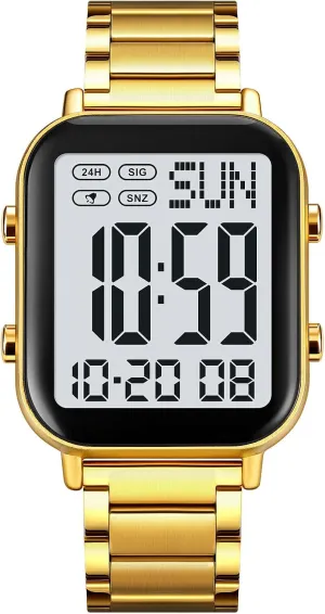 Gosasa Men's Fashion Stainless Steel Watches Easy-Read Luminous Date Waterproof Chronograph Wristwatches