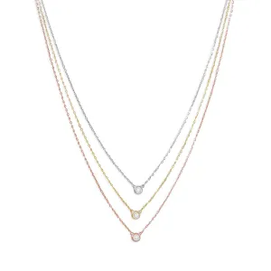 Graduated Tri Tone Necklace with CZs