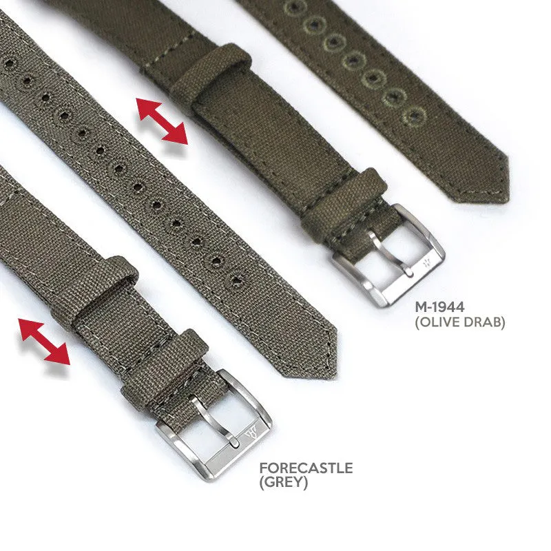 Grey Forecastle 16mm Canvas One-Piece Nylon Armband by HAVESTON Straps, Brushed