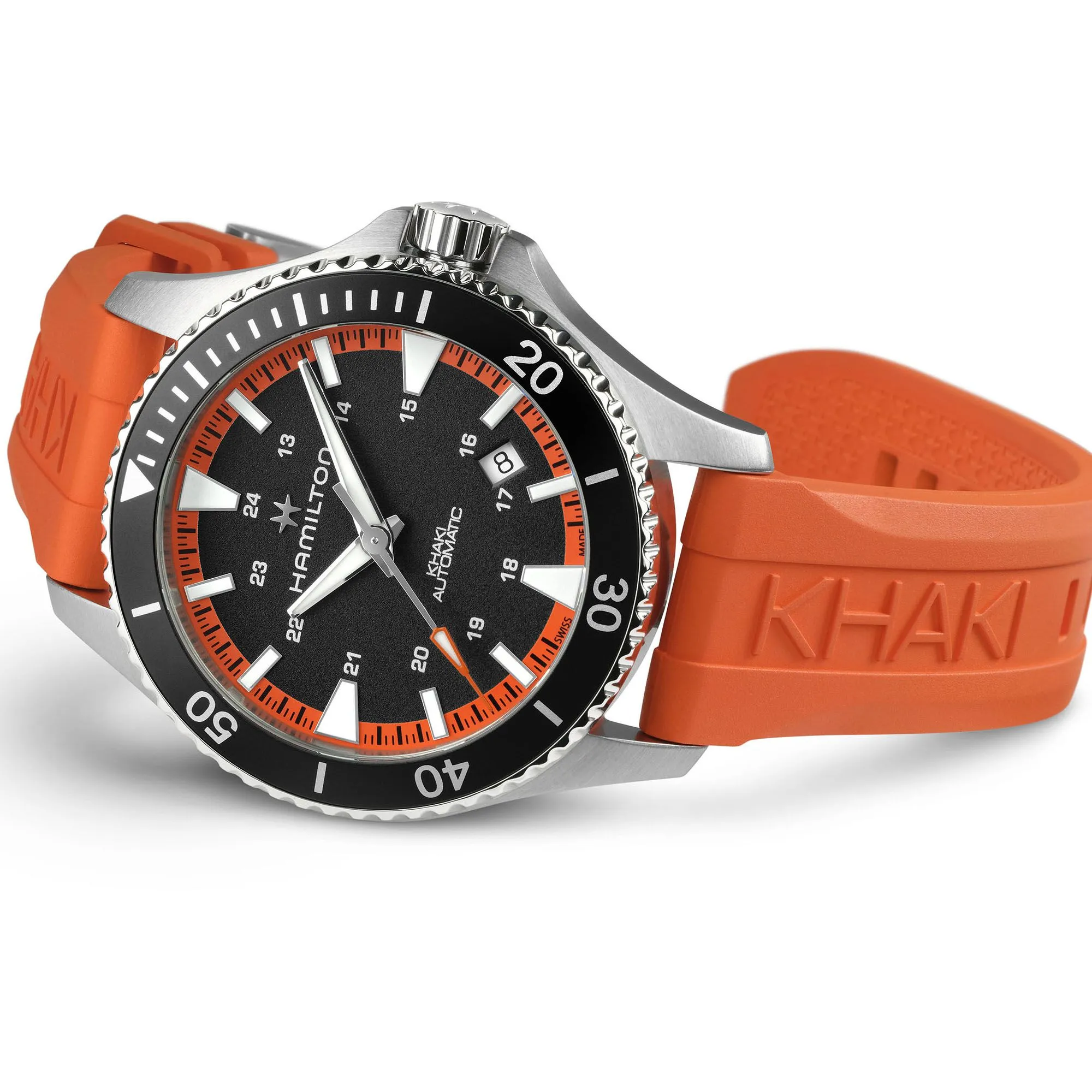 Hamilton Khaki Navy Scuba Auto Tangerine Orange
