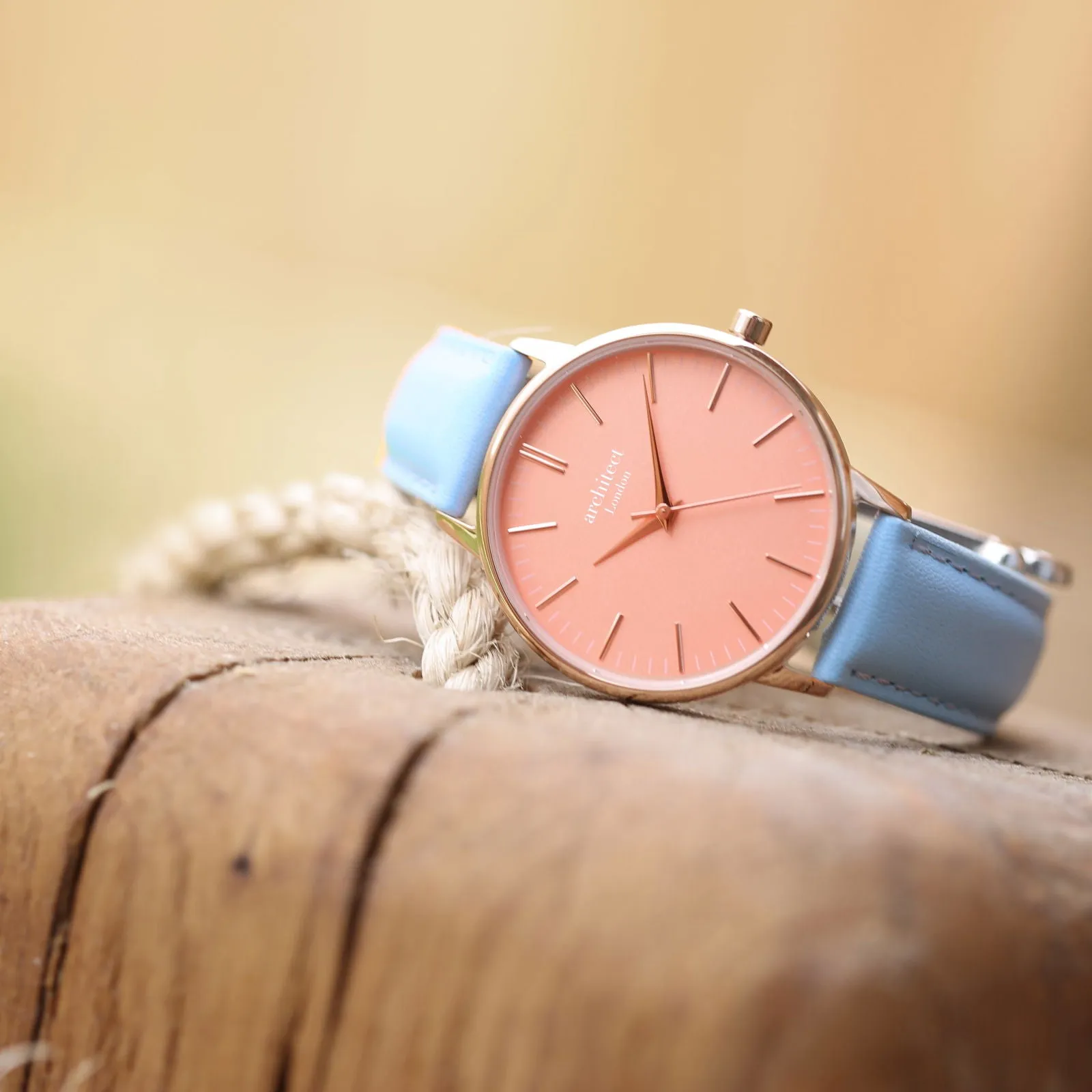 Handwriting Engraved Watch in Light Blue