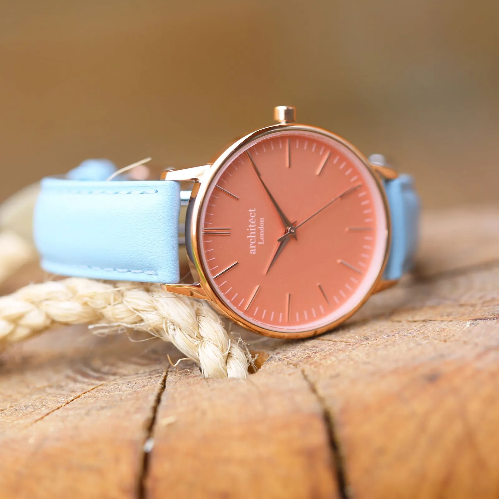 Handwriting Engraved Watch in Light Blue