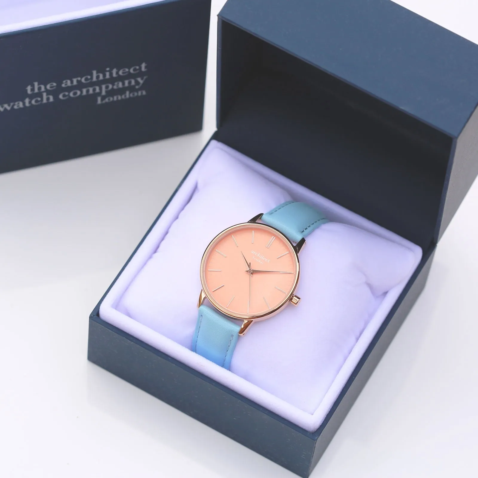 Handwriting Engraved Watch in Light Blue
