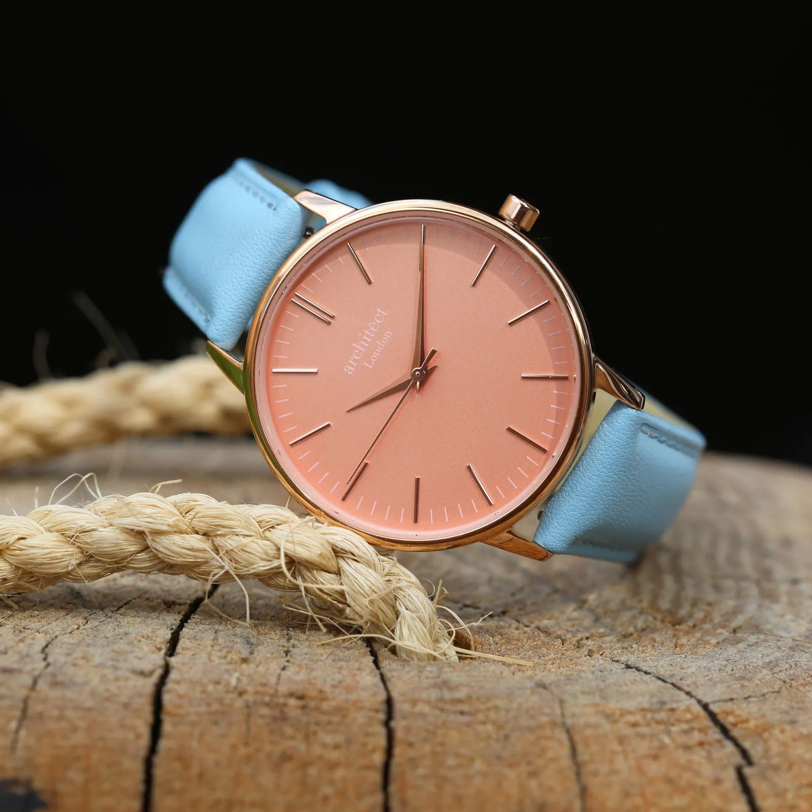 Handwriting Engraved Watch in Light Blue