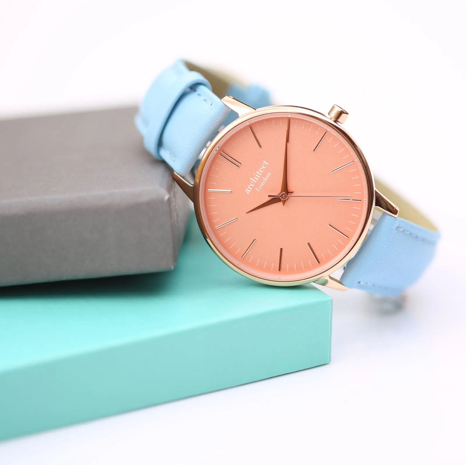 Handwriting Engraved Watch in Light Blue