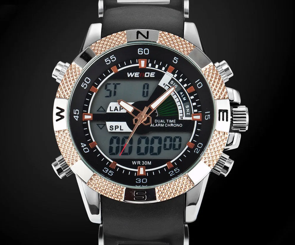 Hot Sale WEIDE Luxury Brand Men Sports Watch 3ATM Waterproof Multifunction Quartz Digital LED Backlight Military Watches