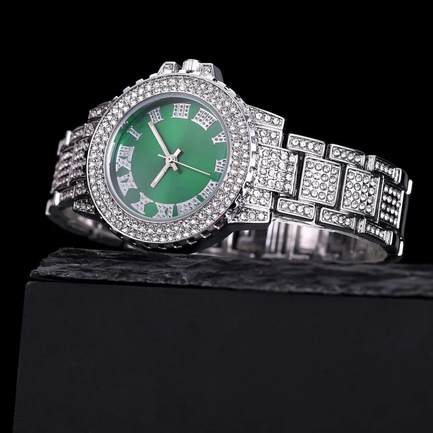 Iced Out Bling Watch for Women Ladies Watch with Quartz Movement Stainless Steel Wristwatch Full Diamonds Crystal Diamond Watches for Women