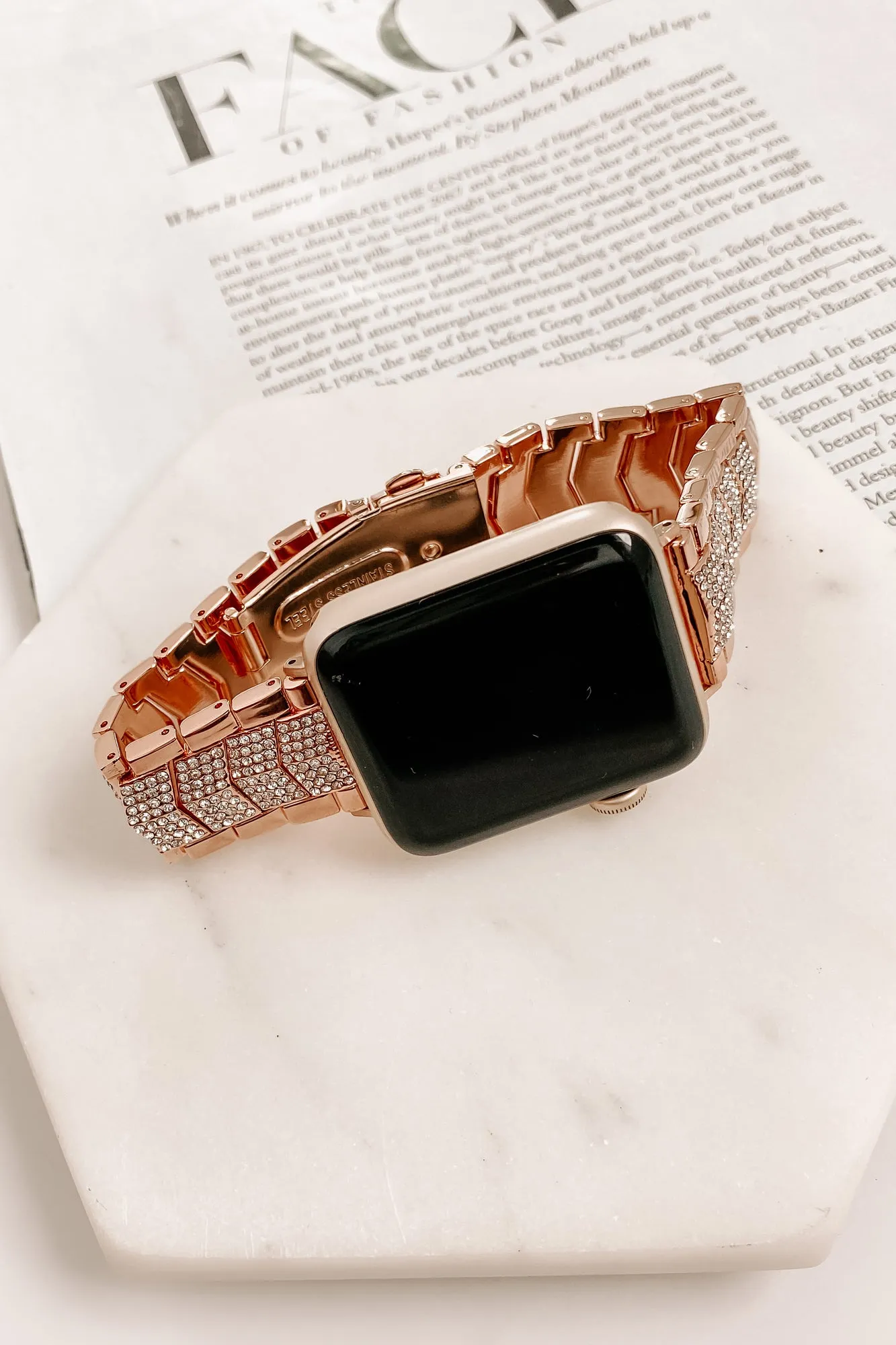 In A Timely Fashion Chevron Metal Apple Watch Band (Rose Gold)