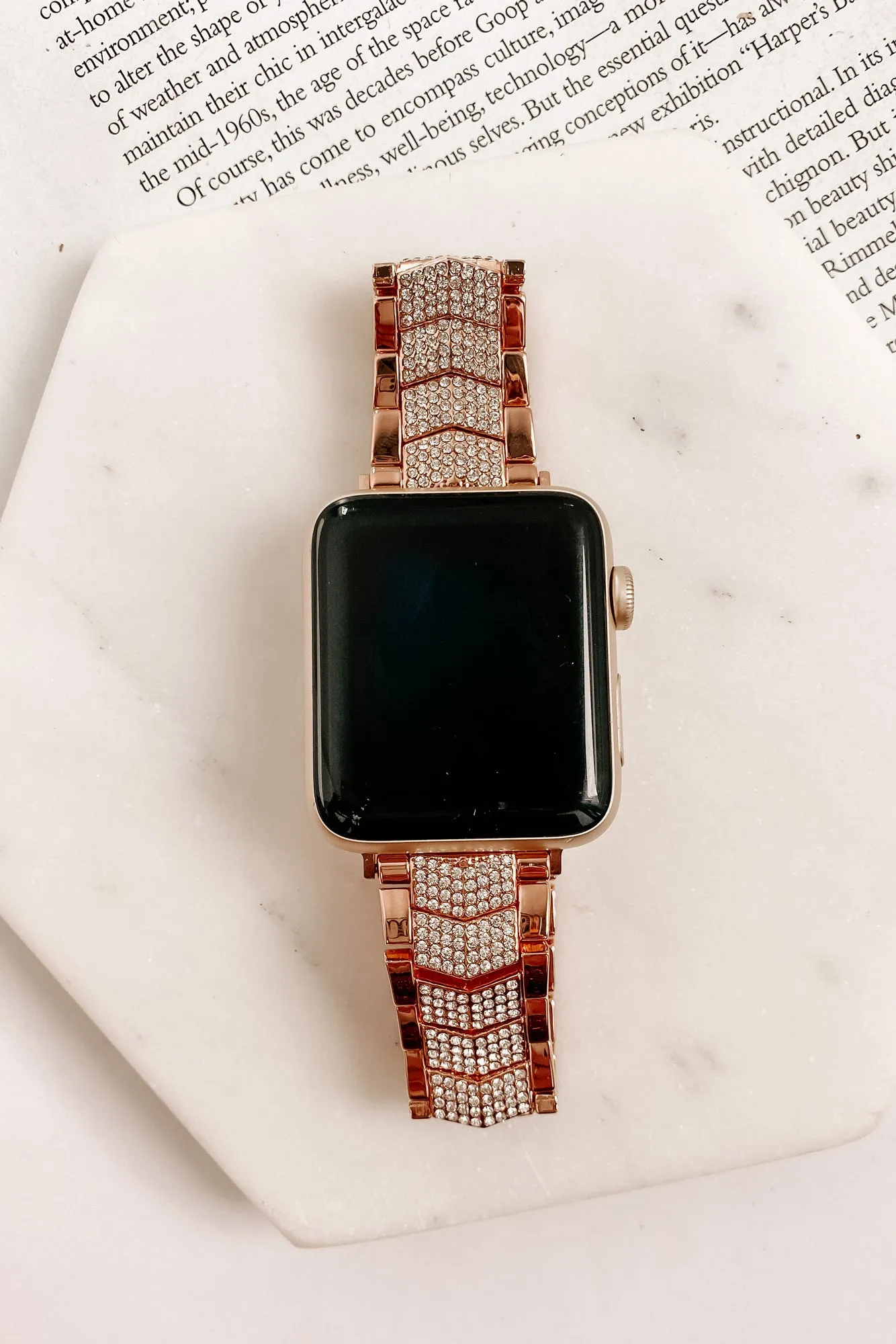 In A Timely Fashion Chevron Metal Apple Watch Band (Rose Gold)
