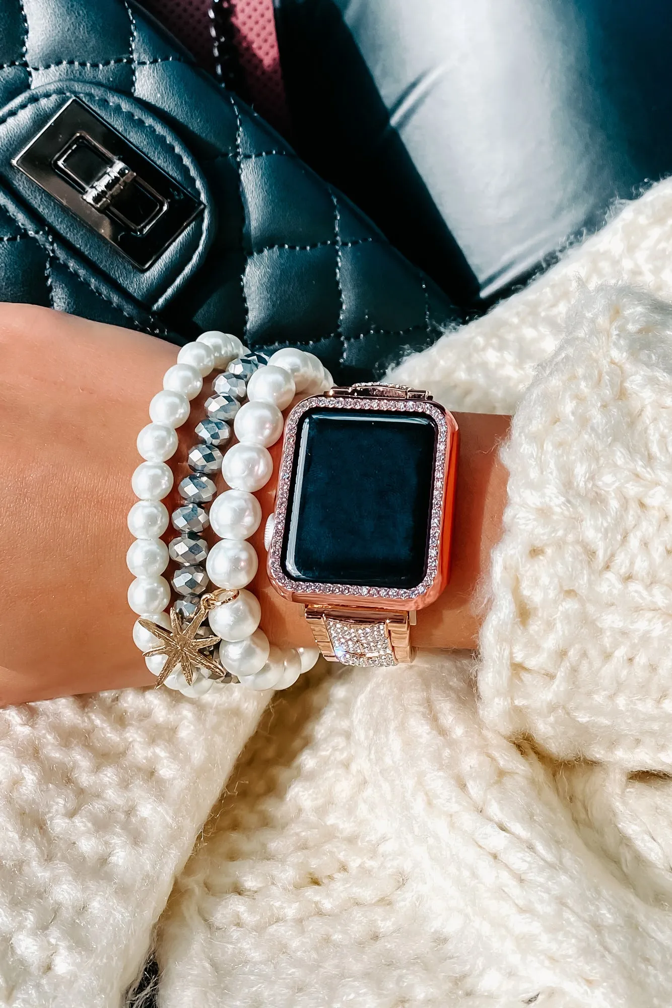 In A Timely Fashion Chevron Metal Apple Watch Band (Rose Gold)